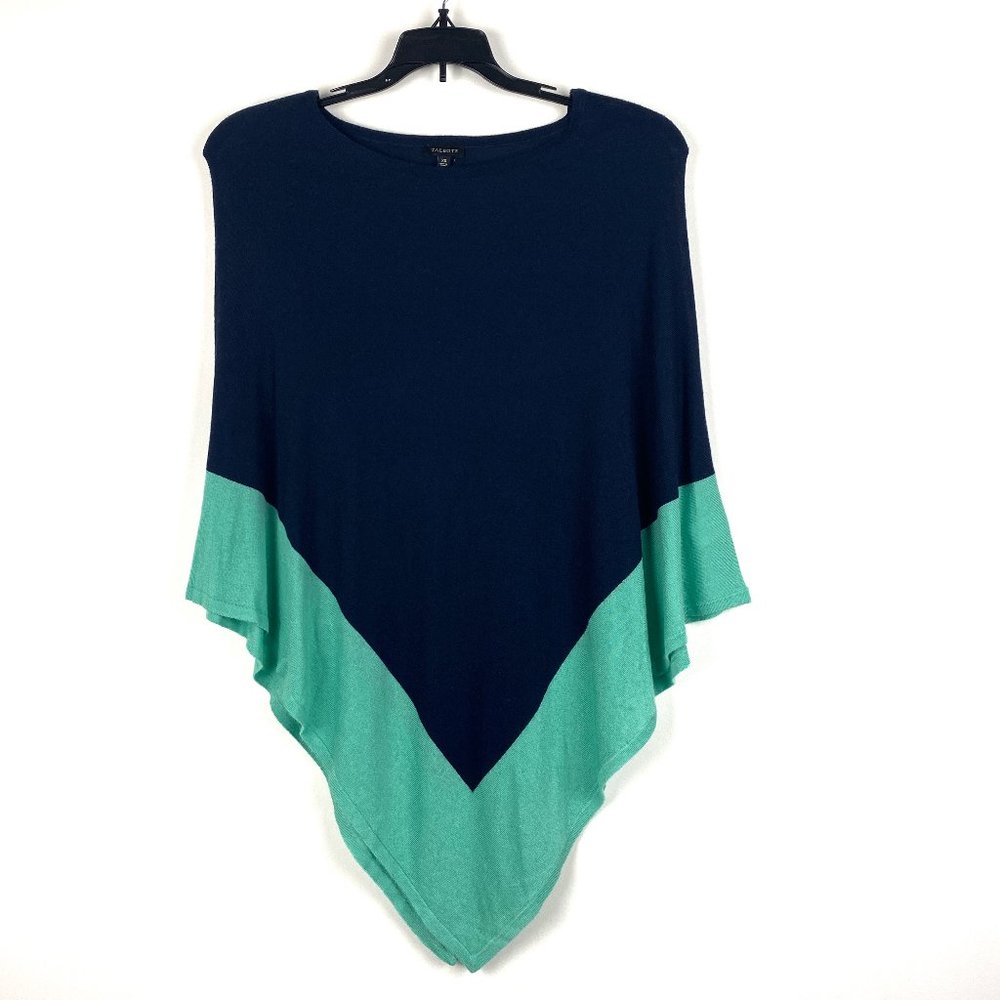 Talbots Block Style Poncho Navy Green Size XS